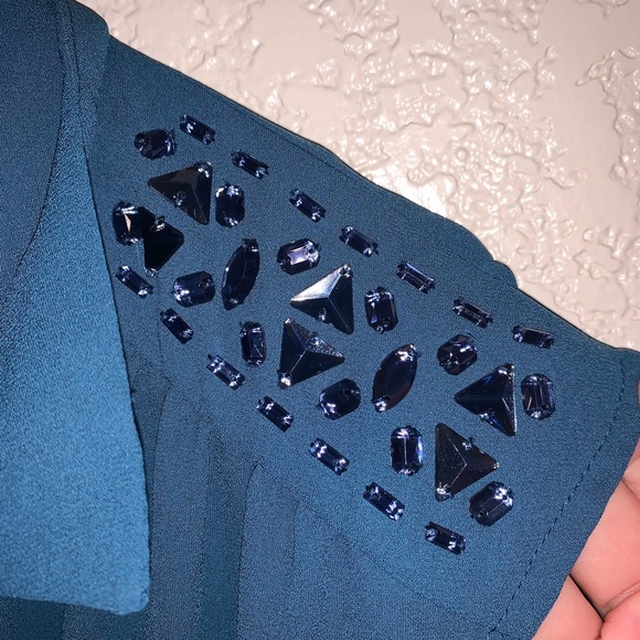 Blue bejeweled button up shirt by candies XL - Picture 8 of 8